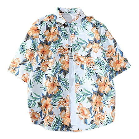 YWDJ Graphic Tees for Women Vintage Trendy Oversized Men and Women S Summer Hawaiian Stly Printing T-Shirts Short Sleeve Tops White L
