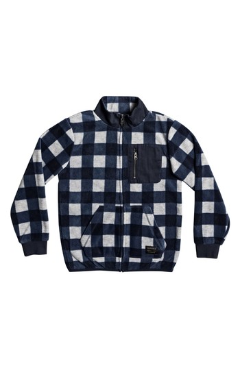 Boy's Quiksilver Turbo Speed Buffalo Check Fleece Jacket, Size 6 - Blue