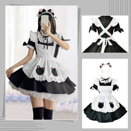 Twifer Sun Dresses for Women 2023 Women S Fashion Maid Outfit Cute Maid Outfit Dress Set