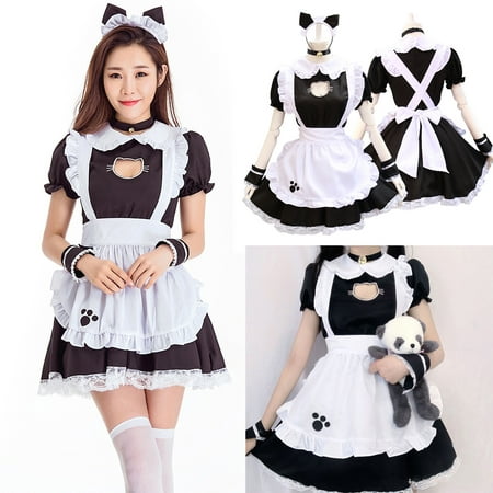 Twifer Sun Dresses for Women 2023 Women Maid Animation Show Restaurant Cutework Crossdress Outfit Dress