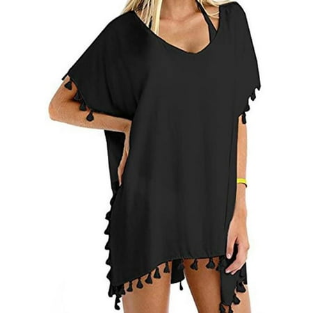 GWAABD 2023 Summer Shorts Women S Swimsuit Solid Color Panel Bikini Loose V-Neck Fringed Beach Cover Bathing Suit Swimwear