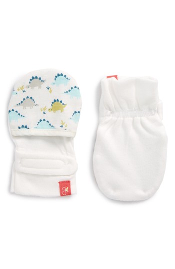 Infant Boy's Goumikids Dino-Rawr Mittens, Size 3-6 M - Blue/green