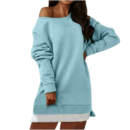 Black & Friday Deals Fall Clothes for Women 2022  Women S Solid Color Strapless Streetpullover Cotton Sweater Dress Capless Sweater