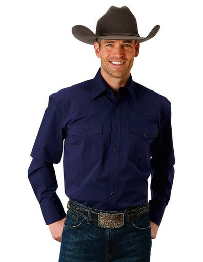 Roper Western Shirt Mens Solid L/S Snap 03-001-0765-0182 PU