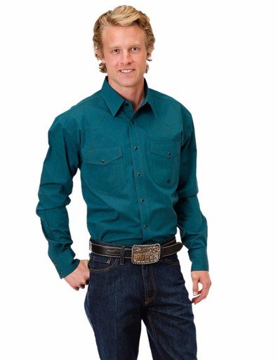 Roper Western Shirt Mens Solid Snap L/S 03-001-0765-0668 GR