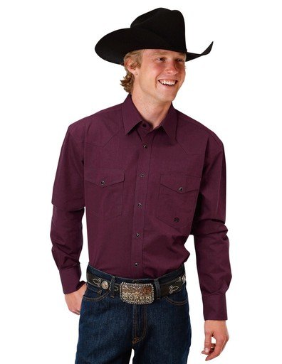 Roper Western Shirt Mens Solid Snap L/S 03-001-0765-0669 WI