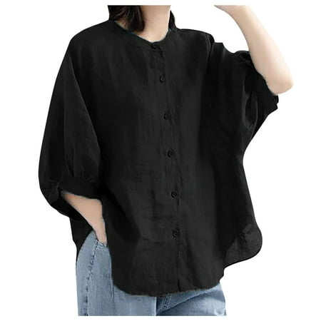 GWAABD Womens Tops Tops Tees for WomenLinenO-Neck DailyDaily Loose Top