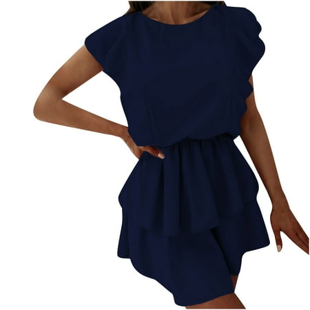 Bigersell Casual Tank Dresses for Women Summer Fashion Casual Sleeveless Double Layer Ruffle Loose Dress Women S Plus Cocktail Dress Style 9546  Femal