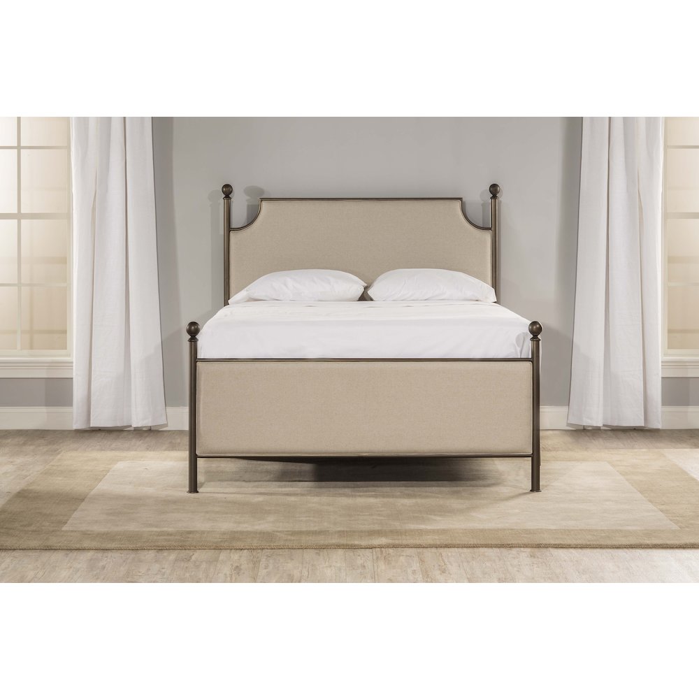 Hillsdale 52 Metal McArthur King Upholstered Headboard and Footboard - Bronze/Stone
