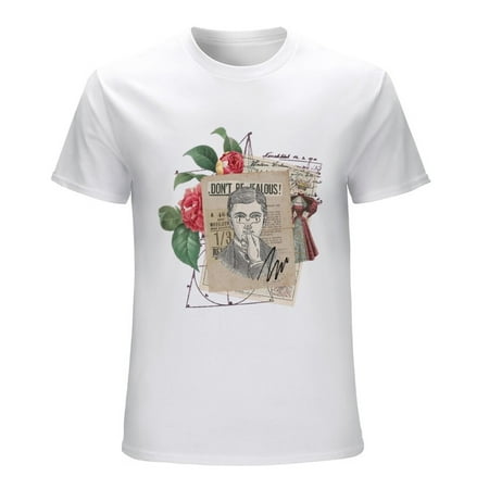 Vintage Graphic Men’s T-Shirt 100% Cotton Casual Short Sleeve Tops Gift Tee White L