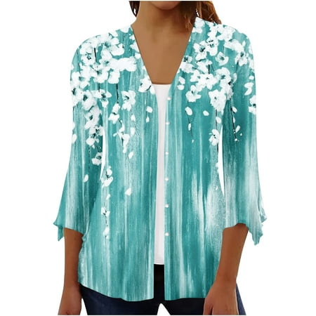 QUYUON Woman Cardigan Sale 3/4 Sleeve Oversized Cardigan Ladies Sweatshirt Cardigans Womens Button-Down Cardigan Jacket Style C-5075 Fall Cardigan Swe