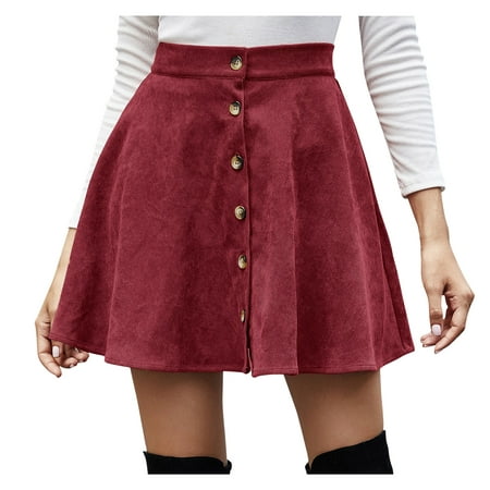 GWAABD Plus Size Wrap Skirt Women Lady Solid Color High Waist Corduroy a-line Skirt Mini Skirt