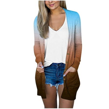 QUYUON Women S+cardigans Deals Long Sleeve Long Cardigans for Women Fall Polyester Fall Cardigans Women Pockets Cardigan Jacket Style Q-8835 Fall Card