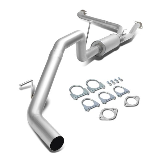 DNA Motoring CBE-NTT07-56L for 2004 to 2015 Nissan Titan 1st Gen 3  OD Outlet Louvered Core Muffler Catback Exhaust System 05 06 07 08 09 10 11 12 13 