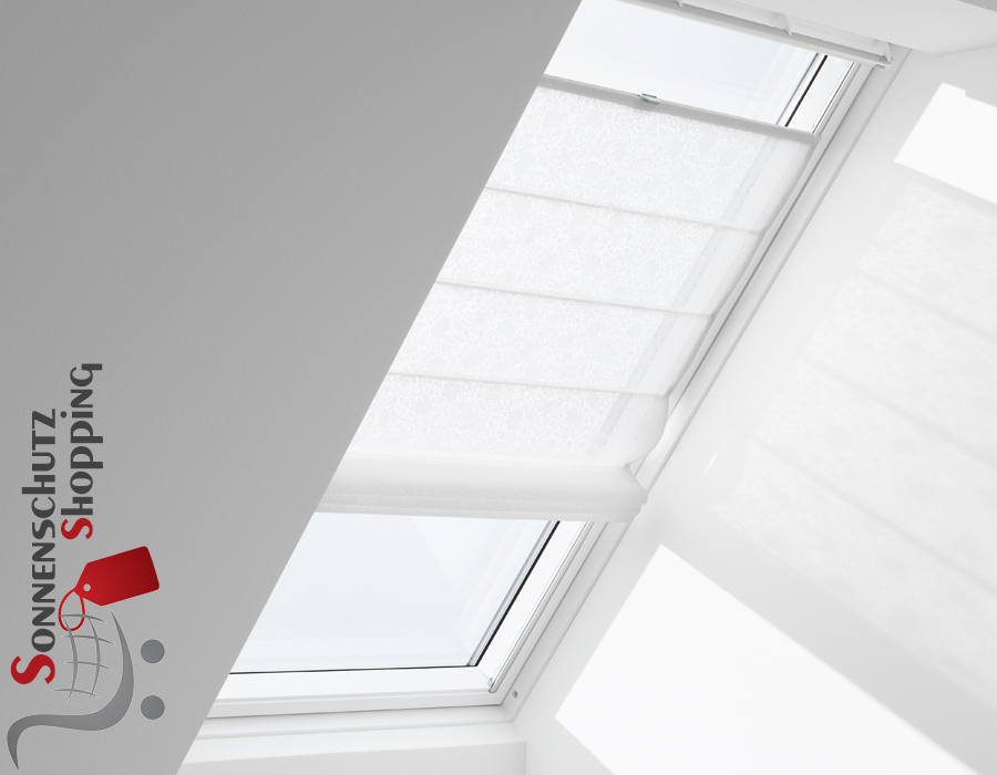 Original Velux Raffrollos - Manuell - Premium 6505 / Dekor WeiBe Blätter