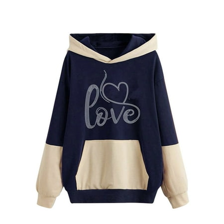 GWAABD New Print Zip Hoodie Women Casual Sweashirt Colorblock Hooded Hot Diamond Letter Print Hooded Pockets Sweashirt