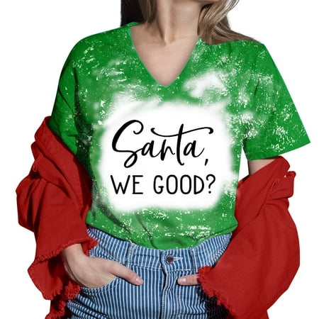 CLZOUD Women S Shirt Green Women Printed Shirt for Womens Casual Short Tie Dye Sleeves Tops V Neck Tee Tunic Flower Loose Side Blouse S
