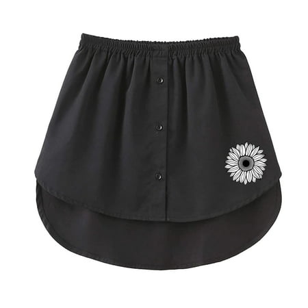 GWAABD Wrap up Skirt Women S Mini Underskirt Lower Skirt Sweep Shirt Extension Skirt with Buttons Shirt Extension Layering Top Bottom