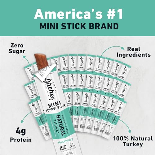 Rosemary Turkey Mini Jerky Sticks by Country Archer, 100% Natural Turkey, Zero Sugar, Gluten Free, High Protein Snacks .5 Ounce, 36 Count thumbnail