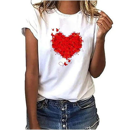 CLZOUD Oversized Shirt for Women White Women Bicycle Love T-shirt Summer Casual Tops Korean Harajuku Style Tops Xl