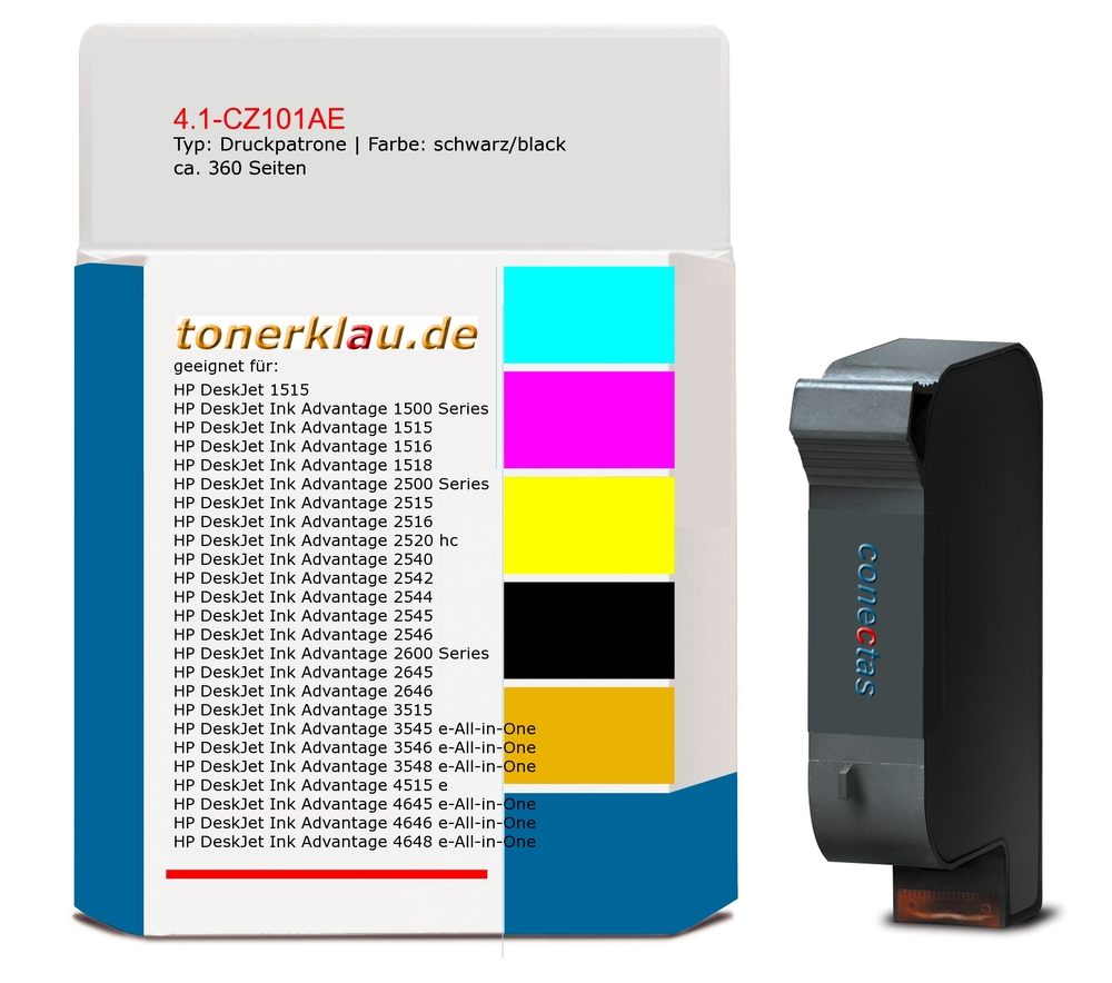Kompatibel HP Druckpatrone 4.1-Cz101Ae [ Cz101Ae ] Für: HP DeskJet Ink Advantage 2540 [ DeskJe.