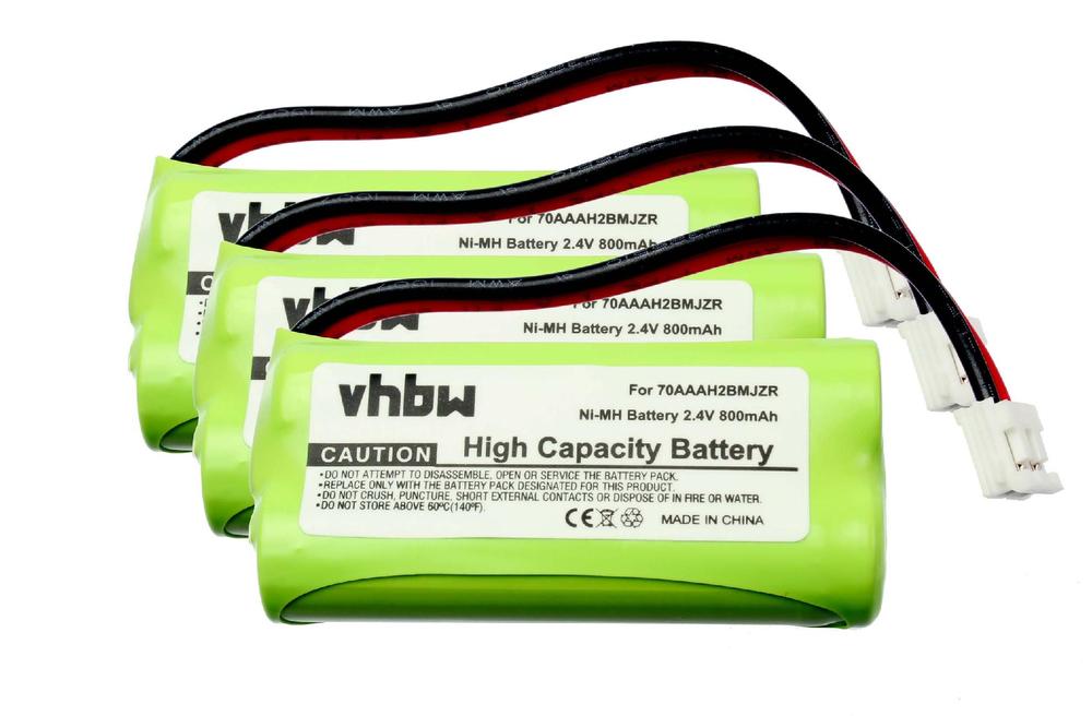 Vhbw 3x Ni-MH Akku Set 800mAh (2.4V) Für Schnurlos Festnetz Telefon V Tech 6229, 6245, 6301, 6321,