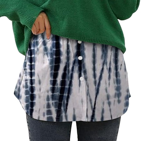 CLZOUD Dresses Casual Dark Blue Women S Mini Underskirt Lower Skirt Sweep Shirt Extension Skirt with Buttons Shirt Extension Layering Top Bottom Xl