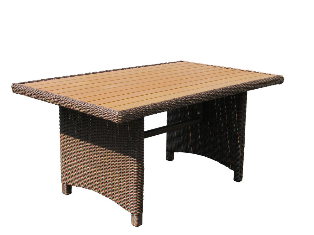 Grasekamp Rattan Tisch Ibiza 150x90cm Polystyrol Massivplatte Polyrattan Gartentisch