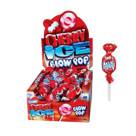 Charms Blow Pops  Cherry Ice Flavor  Bubble Gum  Individually Wrapped (48 Count)