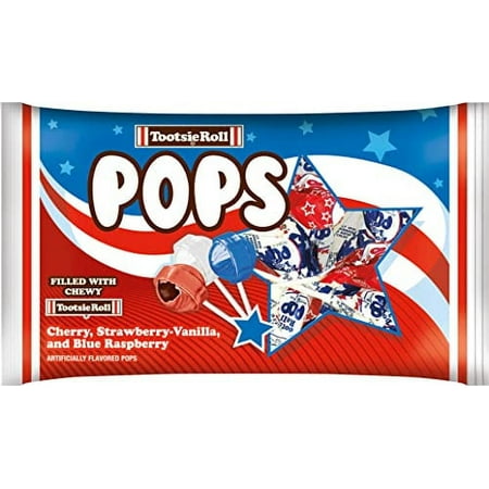 Patriotic Tootsie Roll Pops Cherry  Strawberry Vanilla and Blue Raspberry-flavored
