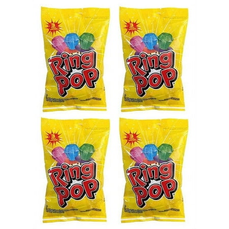 Ring Pop - Total of 12 Ring Pops (4 Bags of 3  Net Weight 120g/4.2oz.) {Imported from Canada}