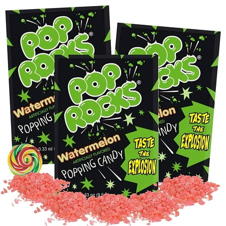 Watermelon Pop Rocks Candy  Birthday Party Candy  Pack of 3  .33 Ounces per Bag