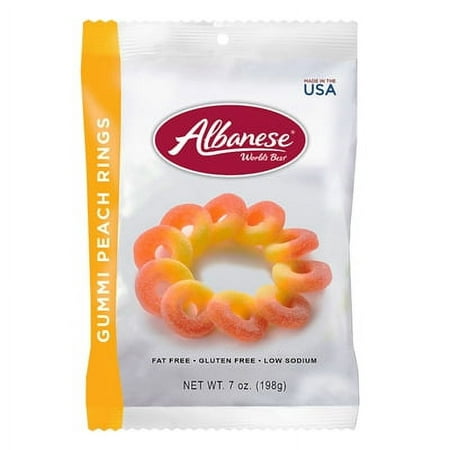 Albanese Nfectionery Albanese 7 OZ Gummi Peach Rings. Sold in Cases of 12