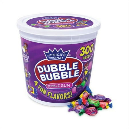 Dubble Bubble Bubble Gum Assorted Flavor Twist Tub  300 Pieces/Tub  1 Tub/Carton  Ships in 1-3 Business Days
