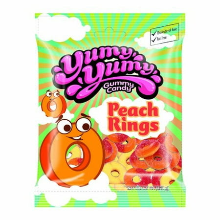 Yumy Yumy Legends  Peach Rings Gummy Candy  4.5 Oz. (Pack of 12)