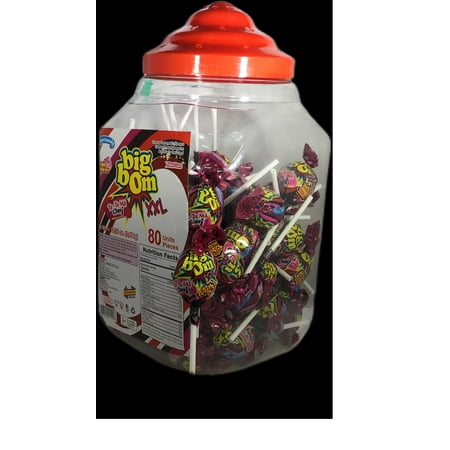 Americandy Big Bom XXl Duoble Bubble Gum Lollipops  Tatama Cheri - 40 Count Bag
