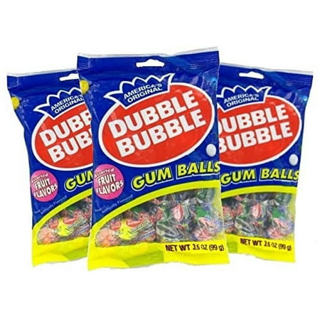 Dubble Bubble Gum Balls  Asrtd Fruit Flavors 3.5 Oz Bag 3-pack