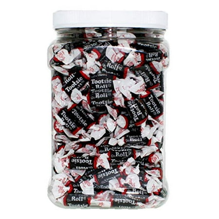 Tootsie Roll Midgees (Mini) Size 2LB - Original Individually Wrapped Tootsie Roll in 64 FL OZ Gift Ready Reusable Square Jar