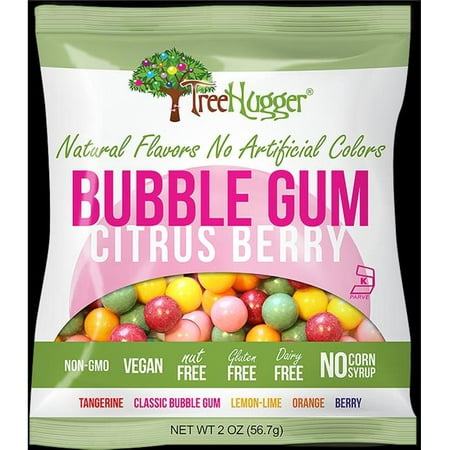 Tree Hugger All Natural Bubble Gum - Citrus Berry - 2 Oz Bag 12 Pack