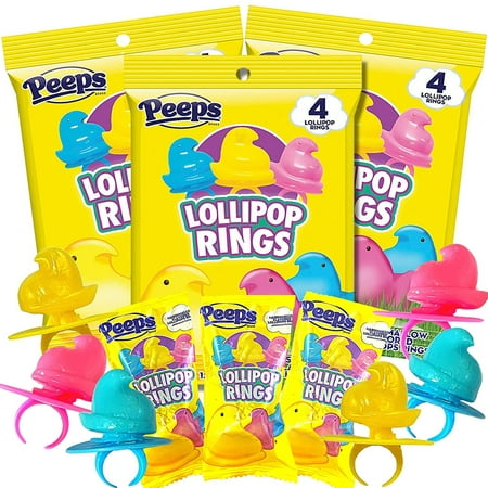 Peeps Lollipop Rings  Easter Candy  Pack of 3  4 Count per Bag