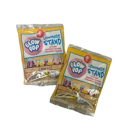 Charms Blow Pop Lemonade Stand Assorted Bubble Gum Filled Pops 2 Treats in 1; 2X 92g