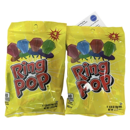 Ring Pop Lollipops Assorted Flavors Hard Candy Suckers Bundle: (2) 1.4Oz Bags & Thisnthat Recipe Card