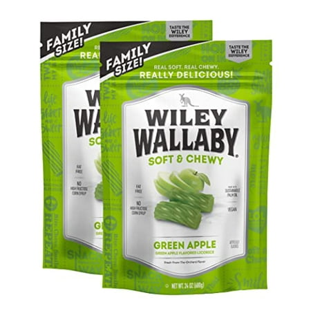 Wiley Wallaby Licorice 24 Ounce Classic Gourmet Soft & Chewy Australian Green Apple Licorice Candy Twists  2 Pack