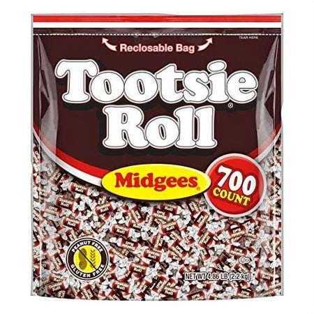 Tootsie Roll Midgees - Chewy Chocolate Gluten-Free Candy - Halloween Size Resealable Bag of Individually Wrapped Candies for Kids  Parties  Classroom 