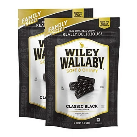 Wiley Wallaby Licorice 24 Ounce Classic Gourmet Soft & Chewy Australian Black Licorice Candy Twists  2 Pack