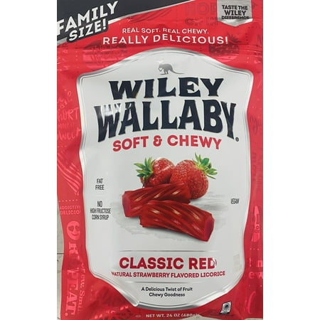 Wiley Wallaby Soft & Chewy Classic Red STRAWBERRY Licorice 24 Oz FAMILY SIZE Bag