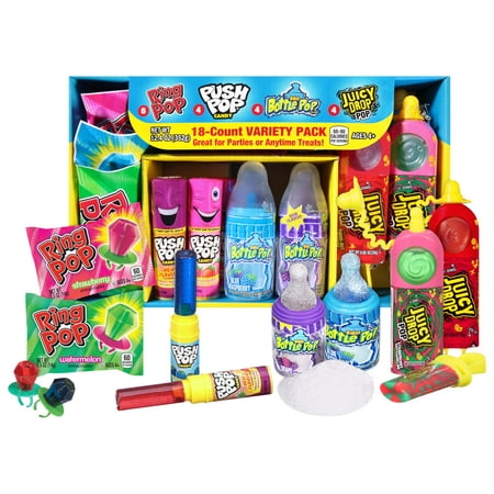 Holiday Candy Variety Pack 18 Count: Fun Bulk Candy for Kids from Ring Pop  Push Pop  Baby Bottle Pop & Juicy Drop - Candy Gift Box for Birthdays  Par