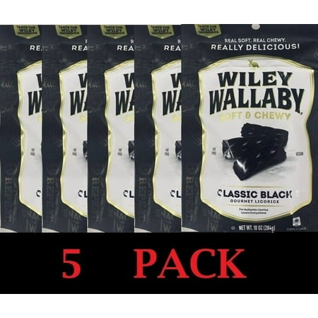Wiley Wallaby Soft & Chewy CLASSIC BLACK Gourmet Australian Licorice 10oz 5 PK