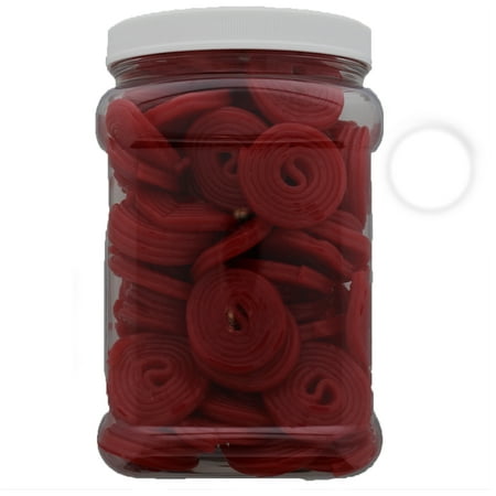 Broadway Strawberry Licorice Rolls 3 Pound - Custom Strawberry Bulk Licorice Rolls Candy in a 64 FL OZ Gift Ready Reusable Square Jar