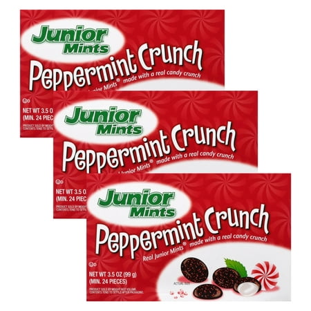 Peppermint Crunch 3.5 Oz Theater Boxes Candy Mints Dark Chocolate Shell for Holiday Christmas Stocking Stuffers Party Favor Treats Goodie Bag Basket F